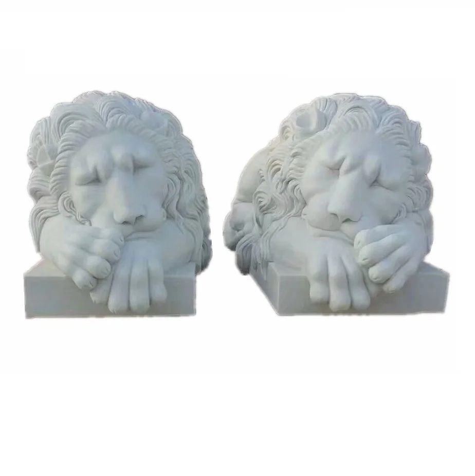 Natural Rock Stone Animal Lion Head Carving Decoration