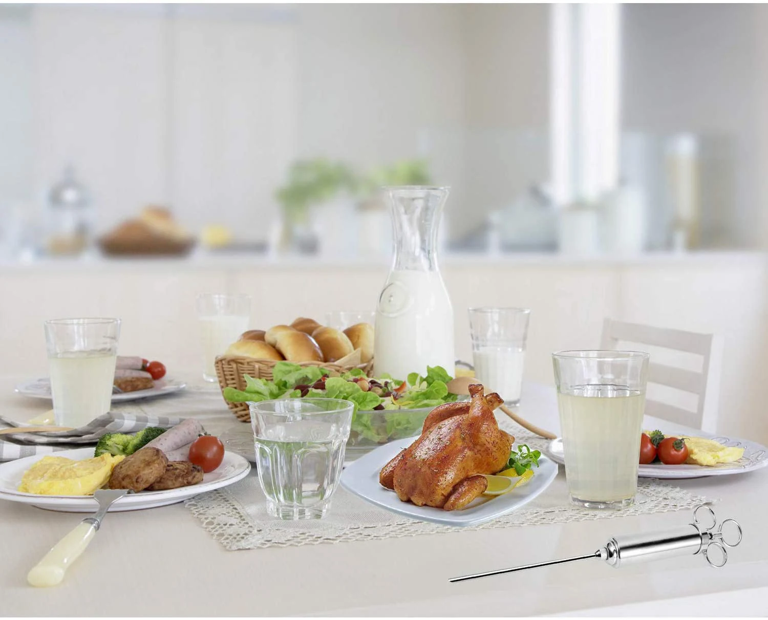 stainless steel meat injector syringe set