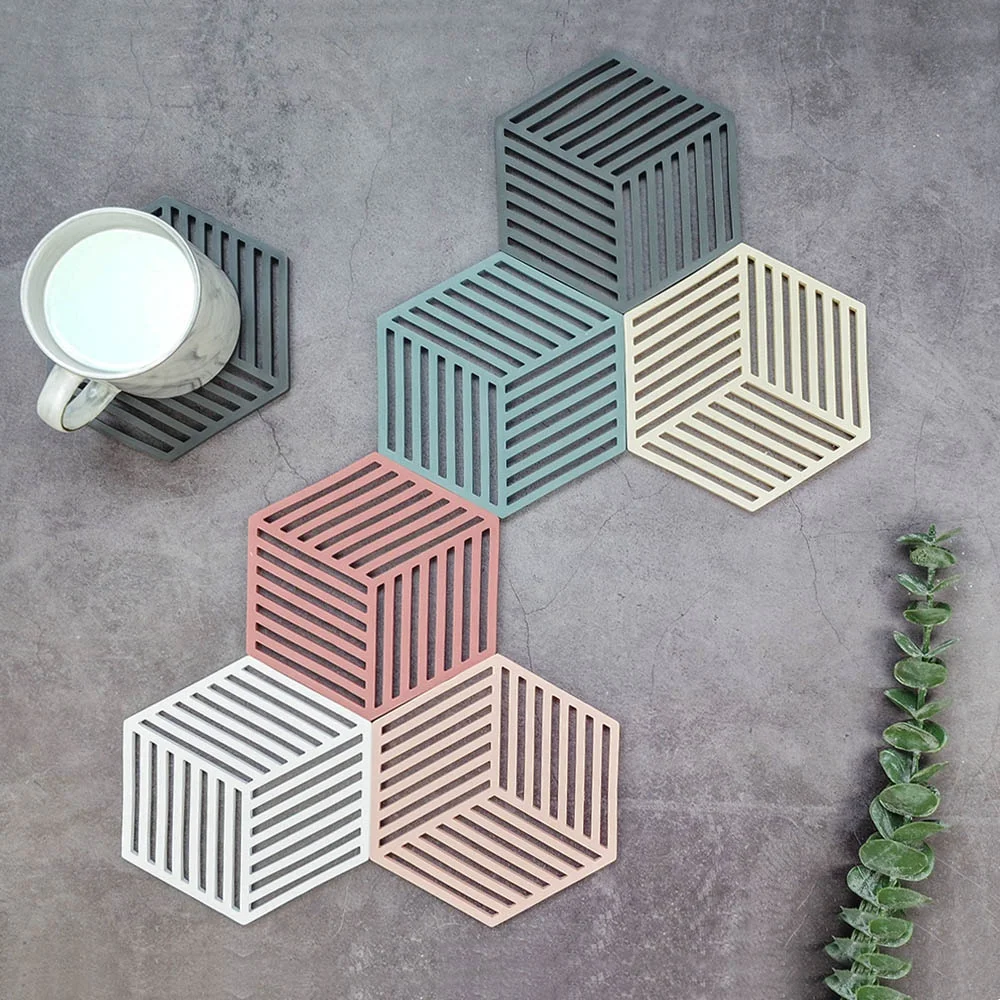 

Environmentally friendly simple silicone coaster hexagonal pad insulation bowl placemat home decoration desktop