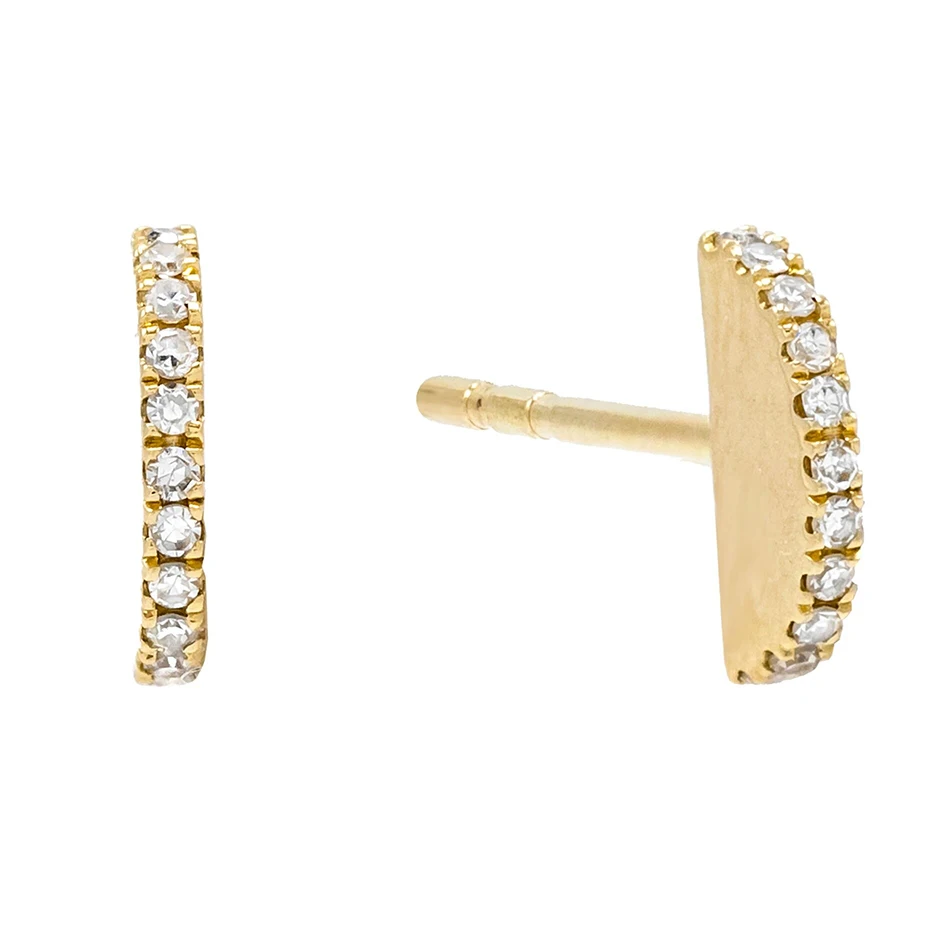 

2020 fashion 18k gold vermeil luxury jewelry 925 sterling silver high polish half ciecle diamond stud earrings for women