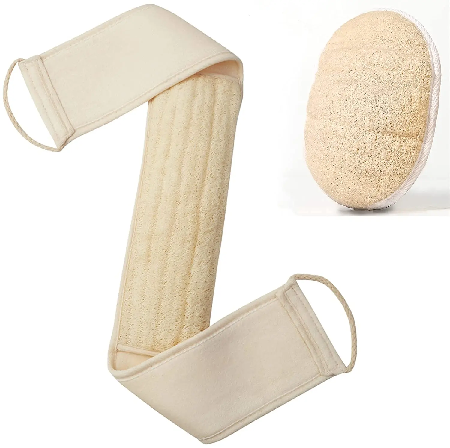 

Natural Loofah Exfoliating Scrubber For Shower Set Exfoliating Back Belt Scrubber Eco friendly Scrubber Loofah Bath Belt, Natual color