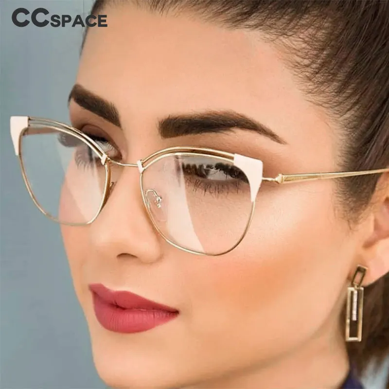 

45892 Anti-blue light Cat Ear Simple Metal Glasses Frames Men Women Optical Fashion Computer Glasses