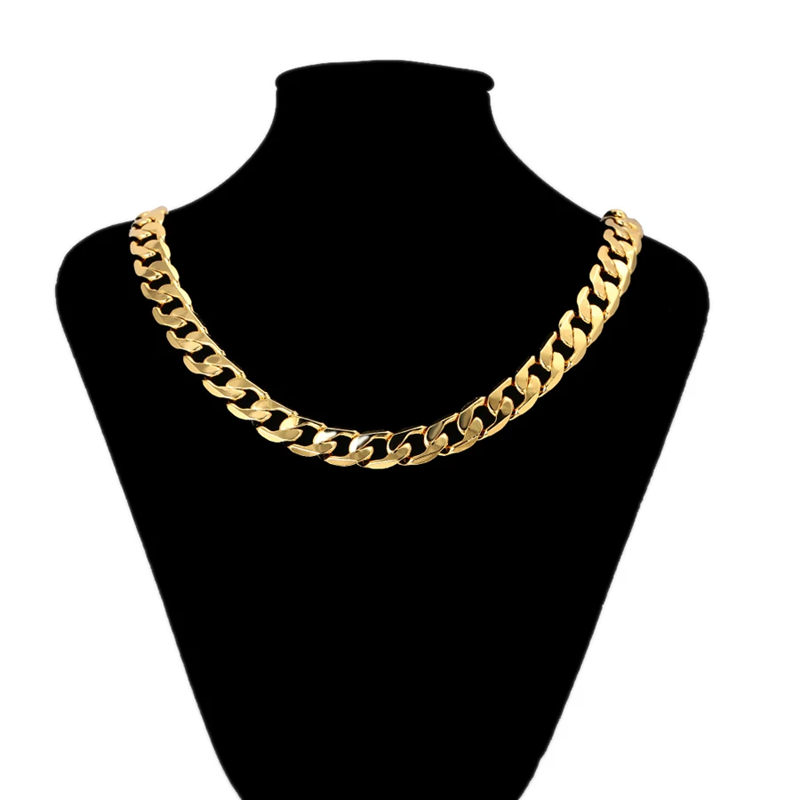 

SHARON XL157 hot sale 24k gold simple design big chain necklace mens cuban link chain