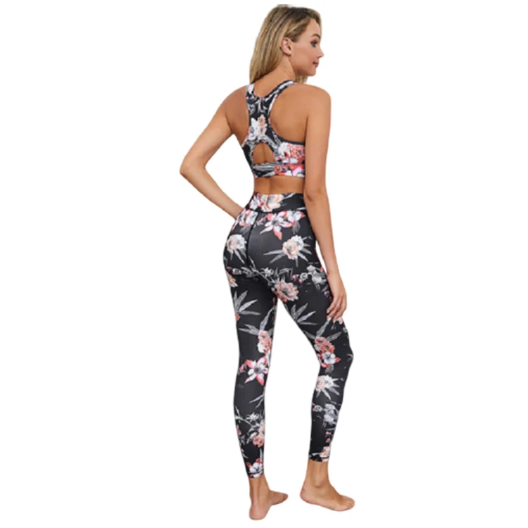 

High quality new printing design ladies fitness clothes training clothes sport suit fitness yoga suit