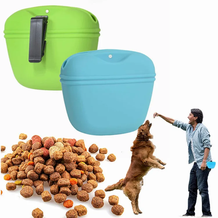 

2020 New Amazon Silicone Dog Treat Pouch Training Pet Puppy Bag Pocket Snack Treat Food Holder, Blue /green /yellow colors