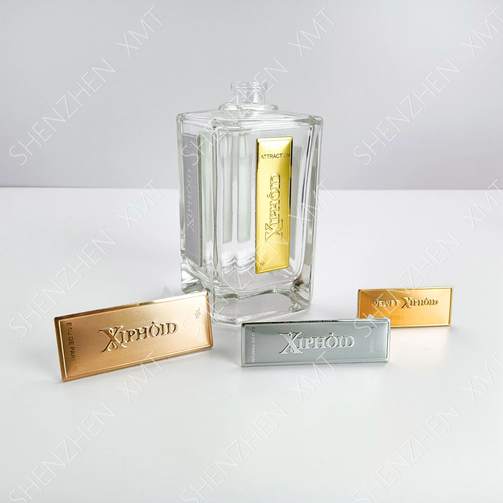 

Custom Spot High-end Perfume Glass Bottle Luxury Metal Logo Label for 10ml 20ml 50ml 100ml Aroma Cup Metal Sticker