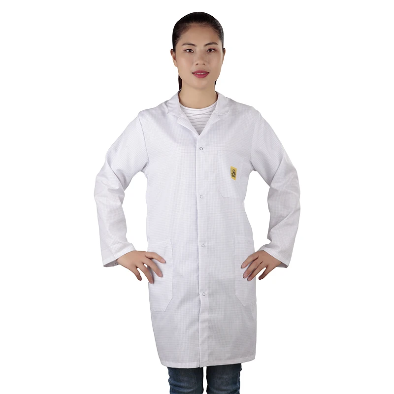 Maxsharer antistatic  esd white color lab coat garment  for cleanroom worker wear