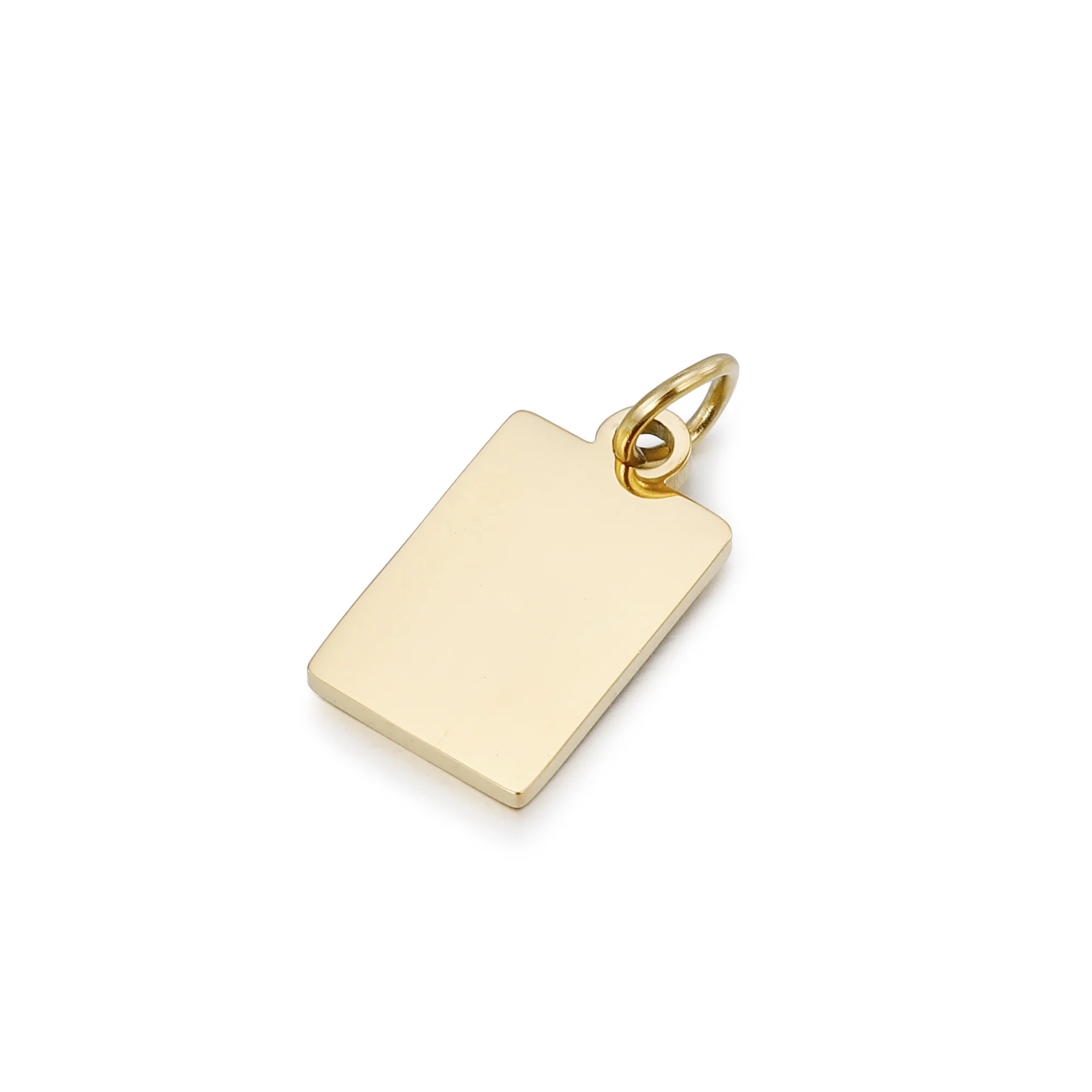 

Wholesale Pendants Customized Logo Engraved Laser Stainless Steel Gold Plated Square Blank Pendant Charms for Jewelry Making