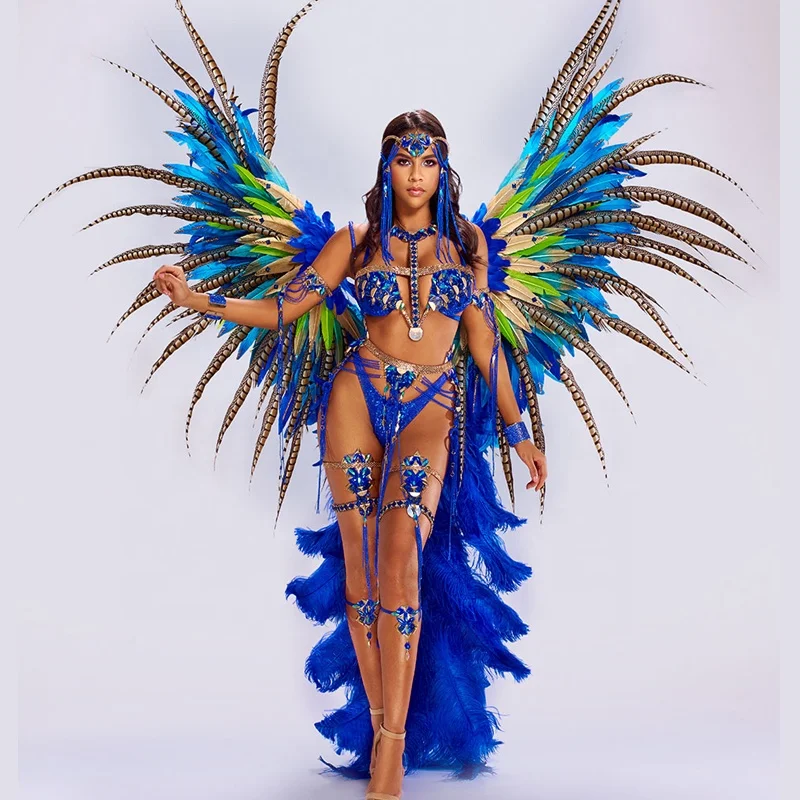 
fantasy party big backpack feather headpiece queen carnival wire costumes 