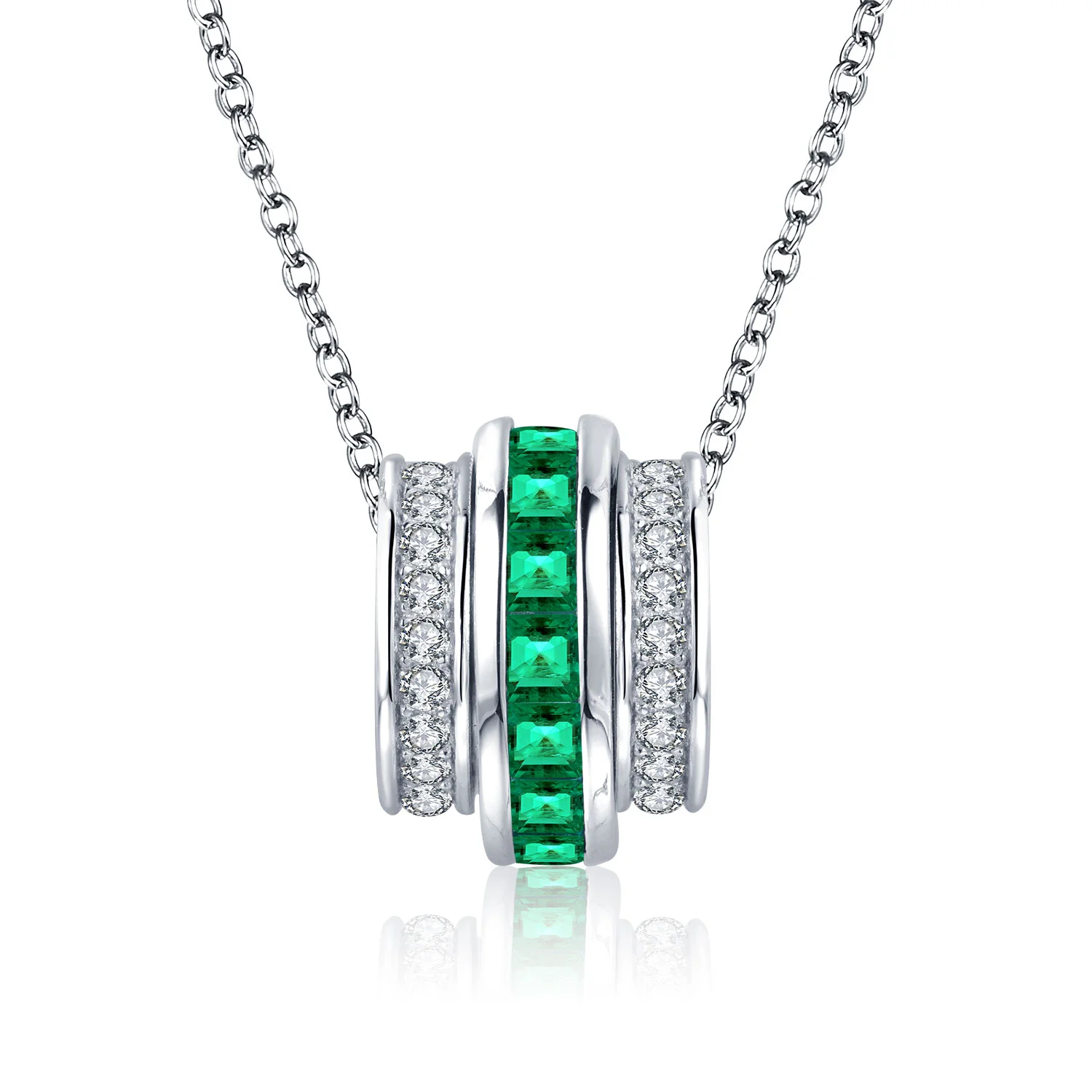 

Zhanhao High quality Wholesale Manufacturer Price S925 Sterling Silver Colored Lab Grown Emerald Necklace Jewelry, Green