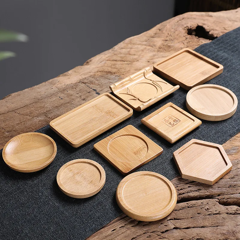 

Wholesale custom logo natural eco-friendly bamboo coaster square round wooden coasters for drinks coffee tea, Customized