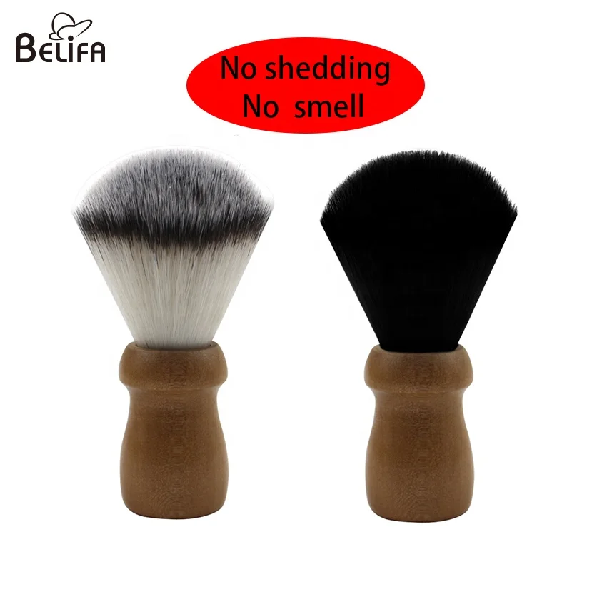 

Custom private label wholesale eco vegan synthetic nylon men's cleaning shave wood handle wooden neck barber shaving brush, As picture