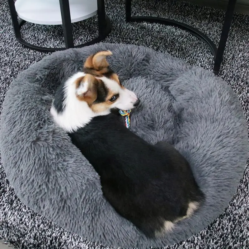 

Washable Solid Color Square Luxury Soft Long Plush Nest Dog Baskets House Cushion Crate Mat Large Pet Cat Dog Bed For Sleeping