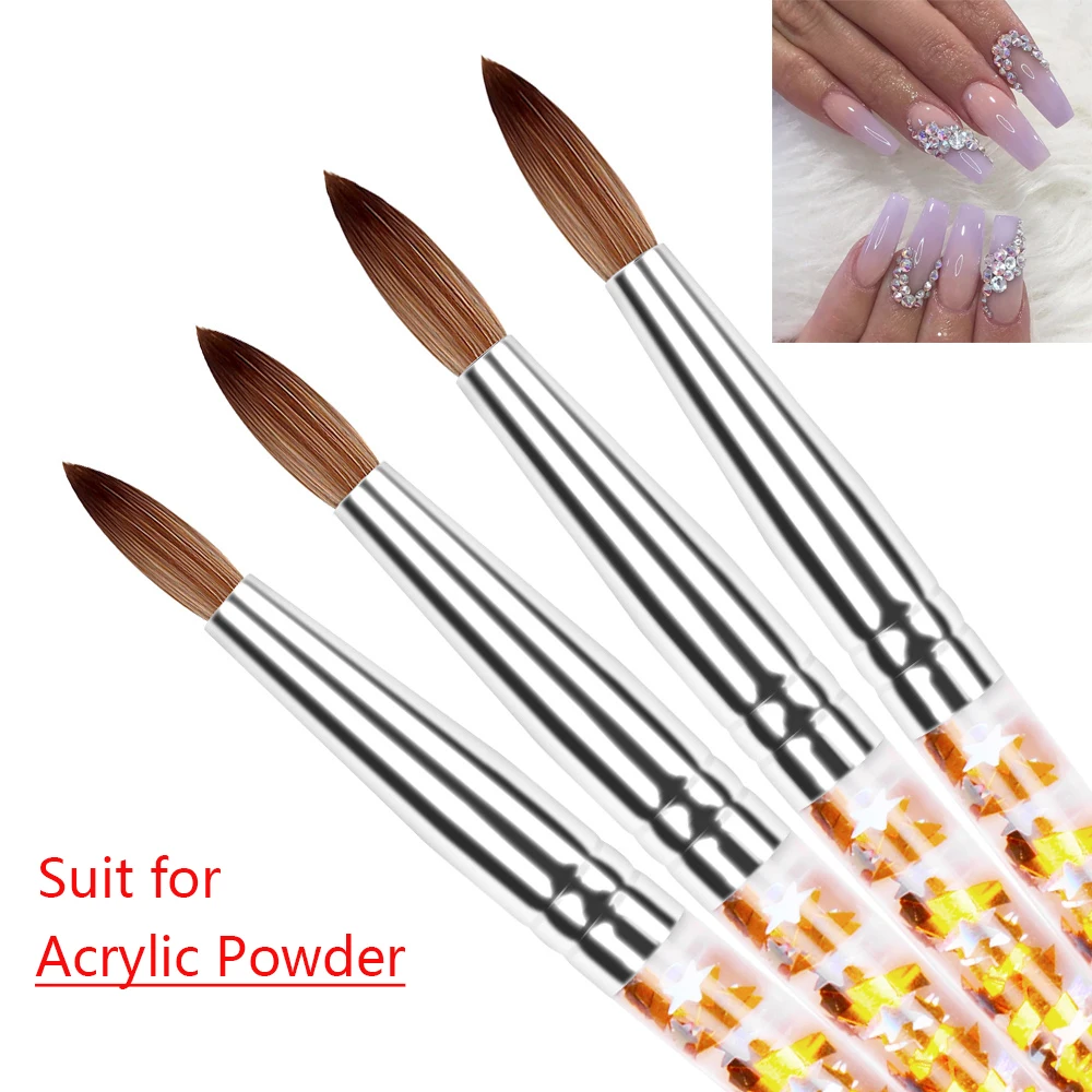 

No 8/10/12/14 UV Gel Carving Pen Brush Liquid Powder DIY Nail Drawing Liquid Glitter Handle Crystal Acrylic Nail Art Brush, Nail brush triangle