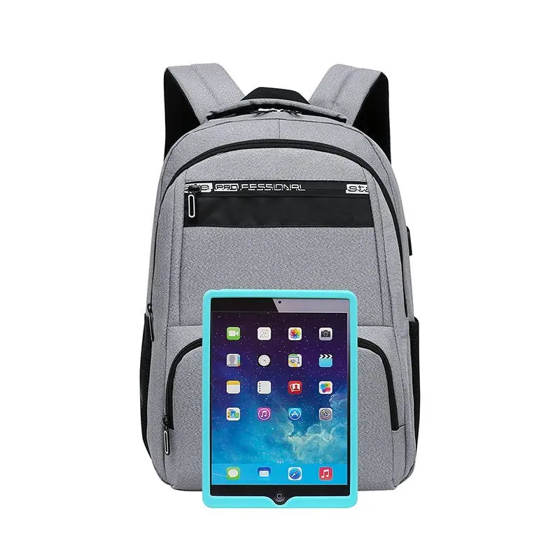 

Large Capacity Multifunction Waterproof Men USB 15.6 Inch Laptop Backpack Bag, Black, gray