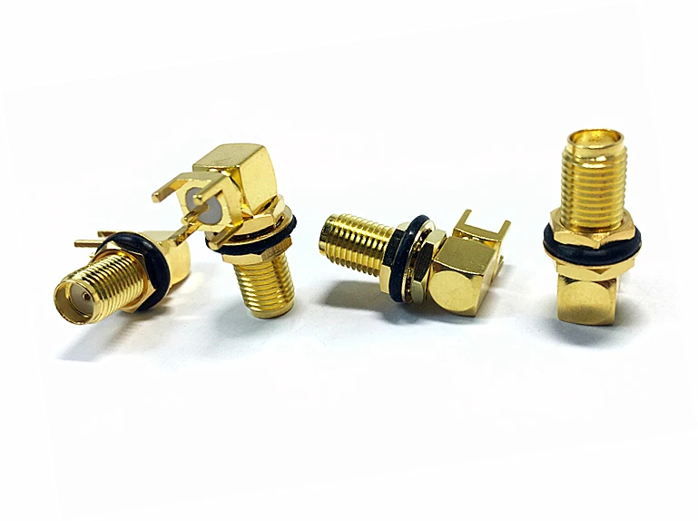Waterproof female SMA J RF Coaxial cable connector IP68 jack SMA PCB edge connector IP67 90 degree elbow right angle bulkhead supplier