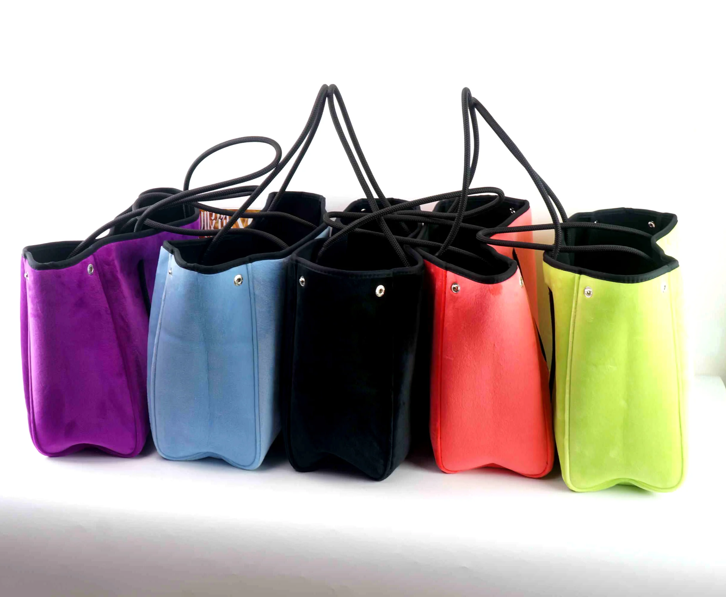 

2021 Wholesale cheaper Custom Velvet Neoprene Tote bag Waterproof Soft Women Neoprene handbags ready to ship, Any colors are available