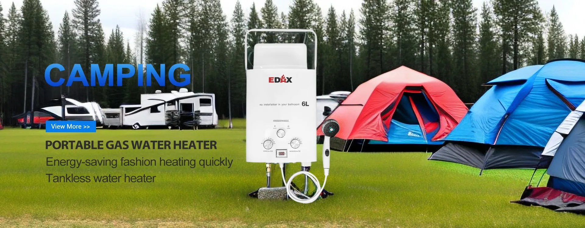 Portable camping gas water heater