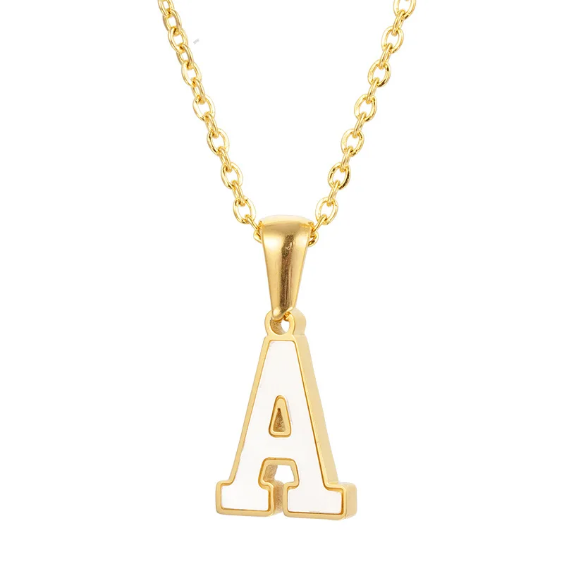 

Hot Sales 18K Gold Color Shell Stainless Steel Charms Chokers A-Z Letter Necklace Women Girl Exquisite Jewelry Gift