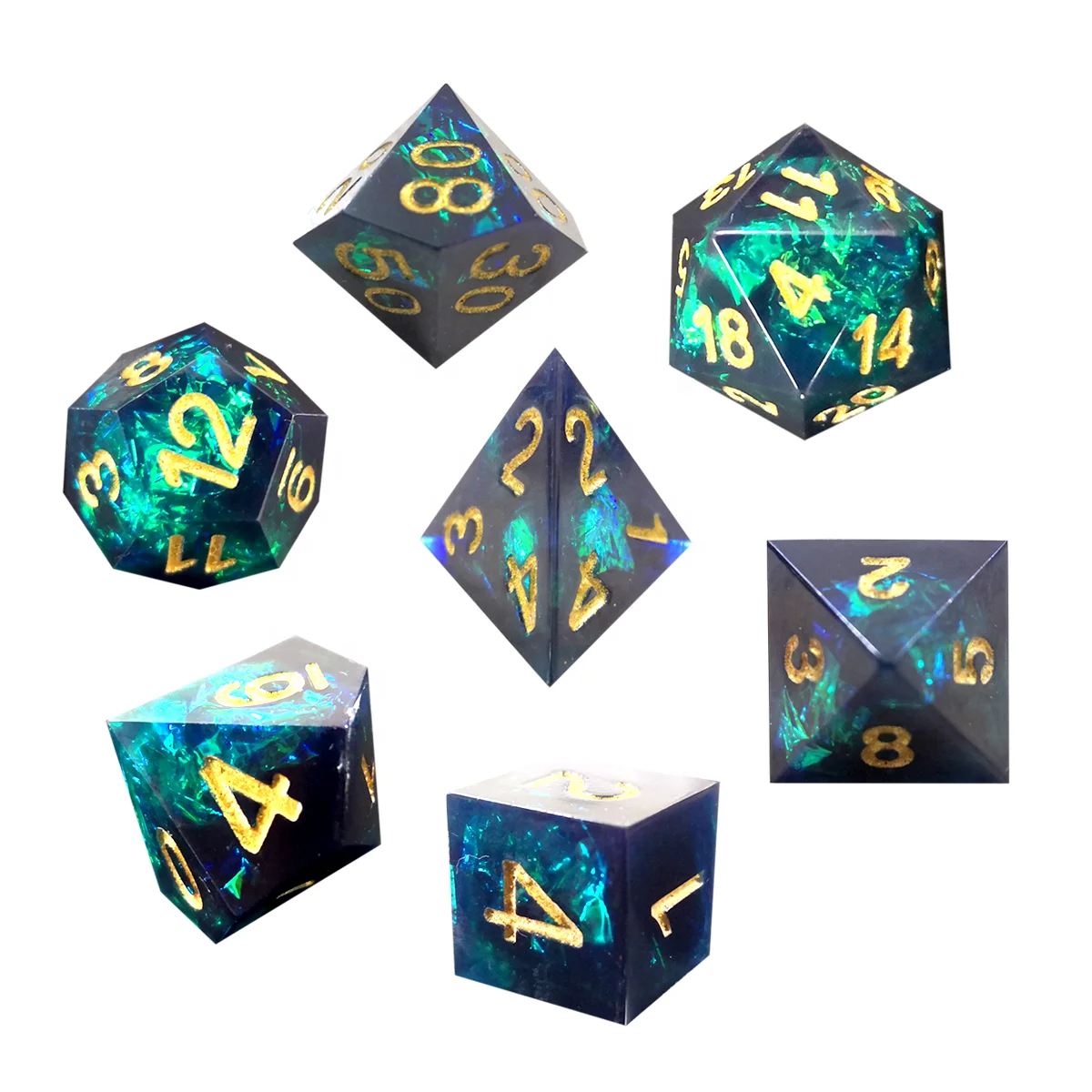 

Dnd Dice With Sparkling Black Colored Gold Number Polyhedral Gemstone Dice Set 7 Pieces For Adult Games Dungeons And Dragons D&D