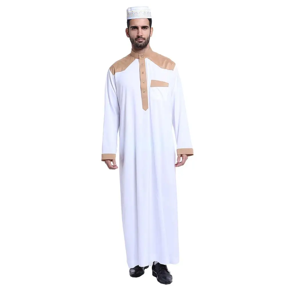 

2021cheap high quality traditional arabic standing collar Muslim islamic clothing men's jubah thobe long dress long sleeve abaya