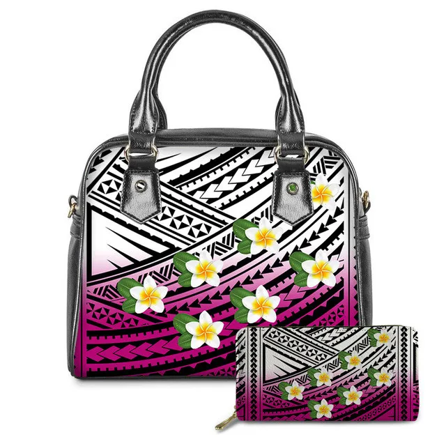 

DHExclusive Gradient Polynesian Plumeria Tribal Style Fashionable Women Handbags Casual Luxury Pu Leather Handbags Lady