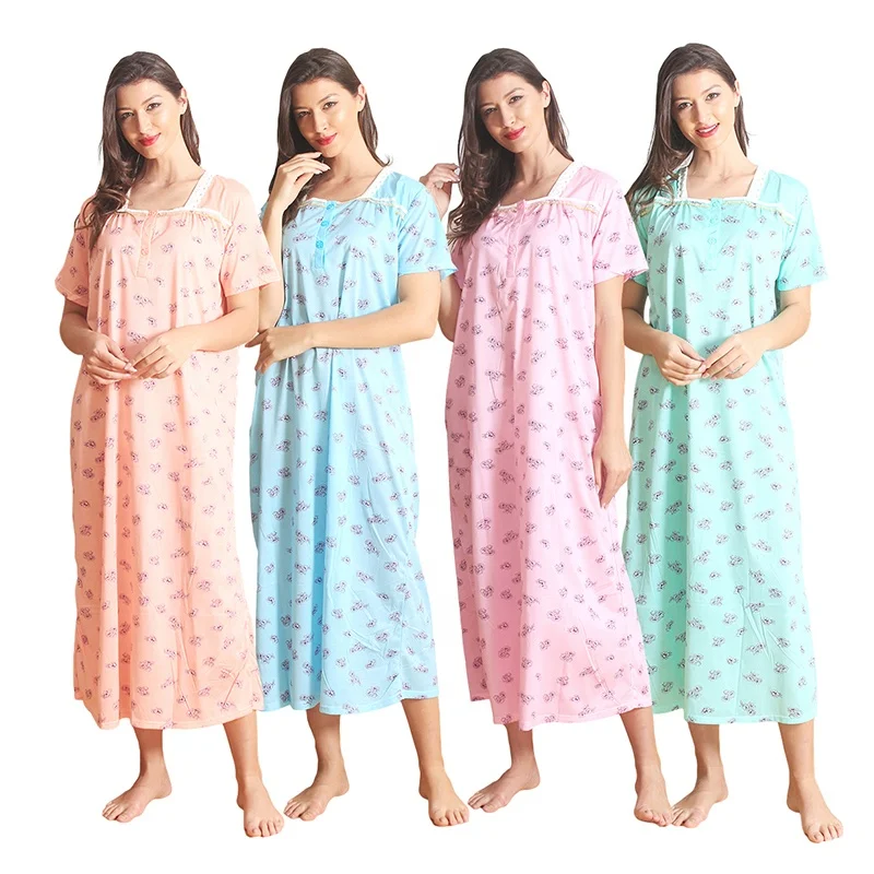 

2022 Fashionable Muslim Kaftan Sleepwear Colorful Type Lady's Loungwear Nightdress Pajama Dress Women Sleepwear Nightgown, 4 colors