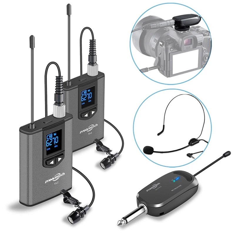 

Professional Dual Transmitters UHF Wireless Microphone for DSLR camera or phone headset microphone