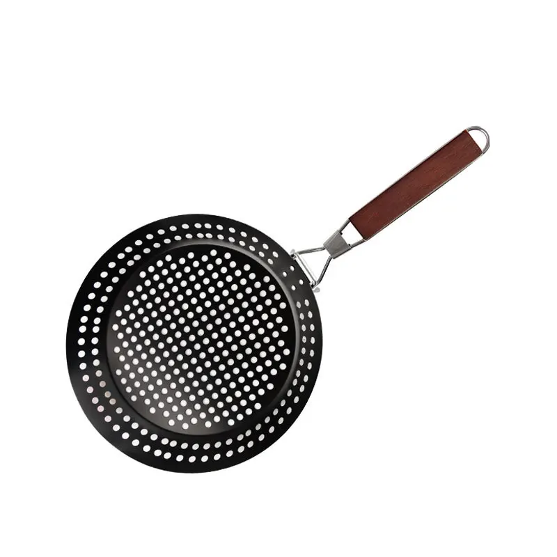 

Ready To Ship Outdoor Portable Nonstick Grill Basket Skillet Topper Bbq Charcoal Grill Pan With Folding Handle For Vegetables