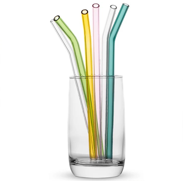 

18Cm Health Straight&Bent Colorful Borosilicate Glass Drinking Sipping Straw, Transport color or customize color