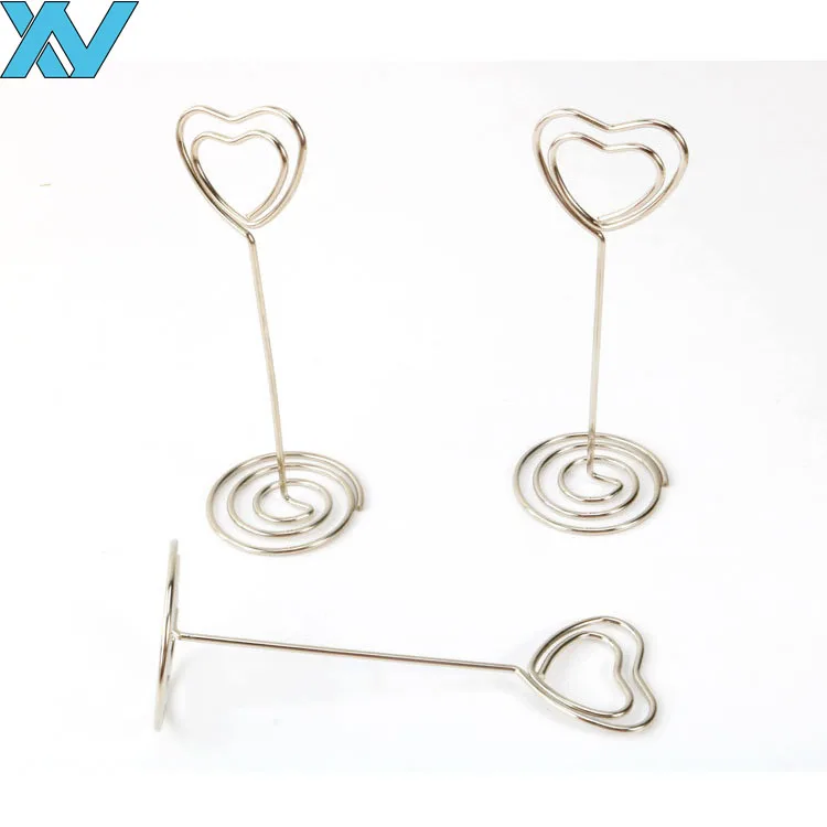 
85mm silver metal wire heart shape business card holder memo clip  (62291196565)