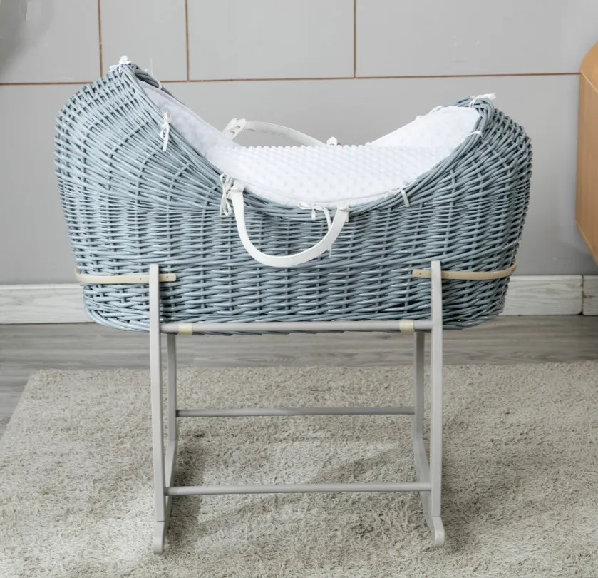 grey pod moses basket with stand