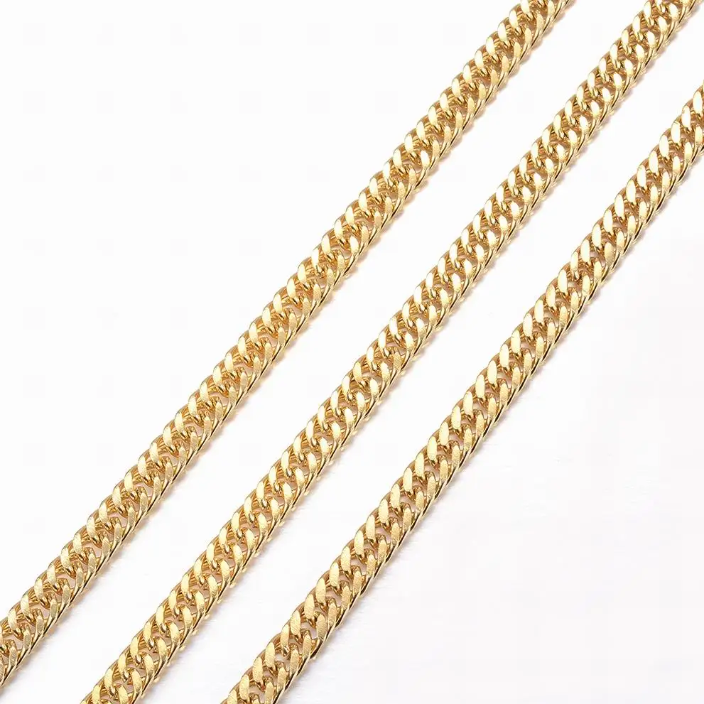 

PandaHall 4mm 304 Stainless Steel gold Curb Chains, Gold color