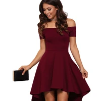 

Womens Off The Shoulder Short Sleeve High Low Cocktail Skater Dress