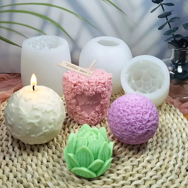 

Rose Cylinder Candle 3D Silicone Mold Cylinder Soap Epoxy Resin Molds Decoration Plaster Candle Aroma Soap Chocolate Mold