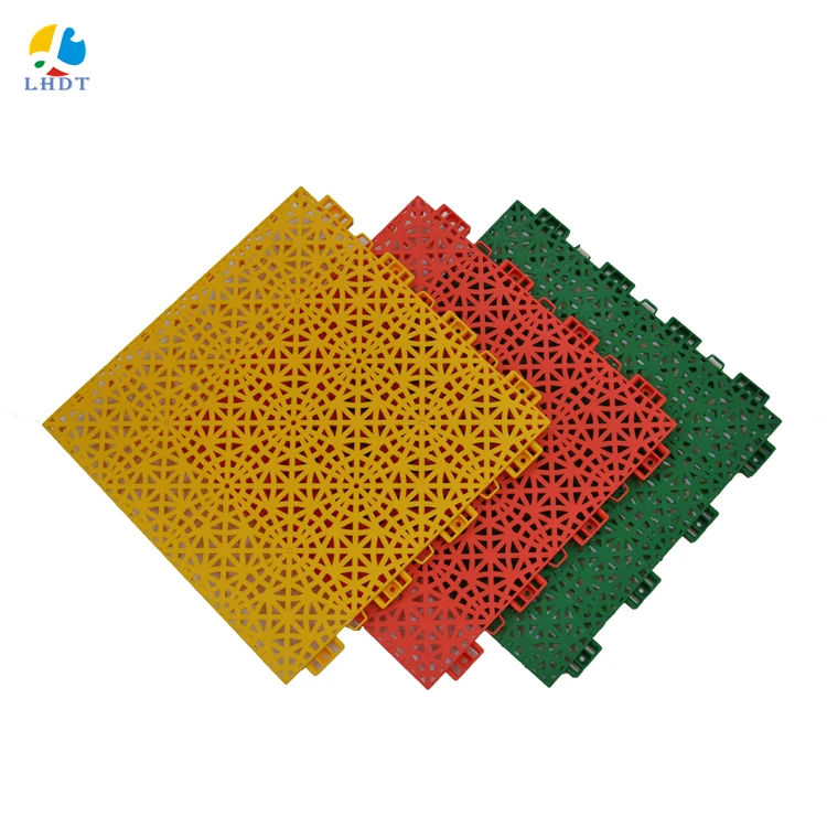 

Outdoor interlocking plastic half court floor backyard decking tiles green carpets, 12 colors