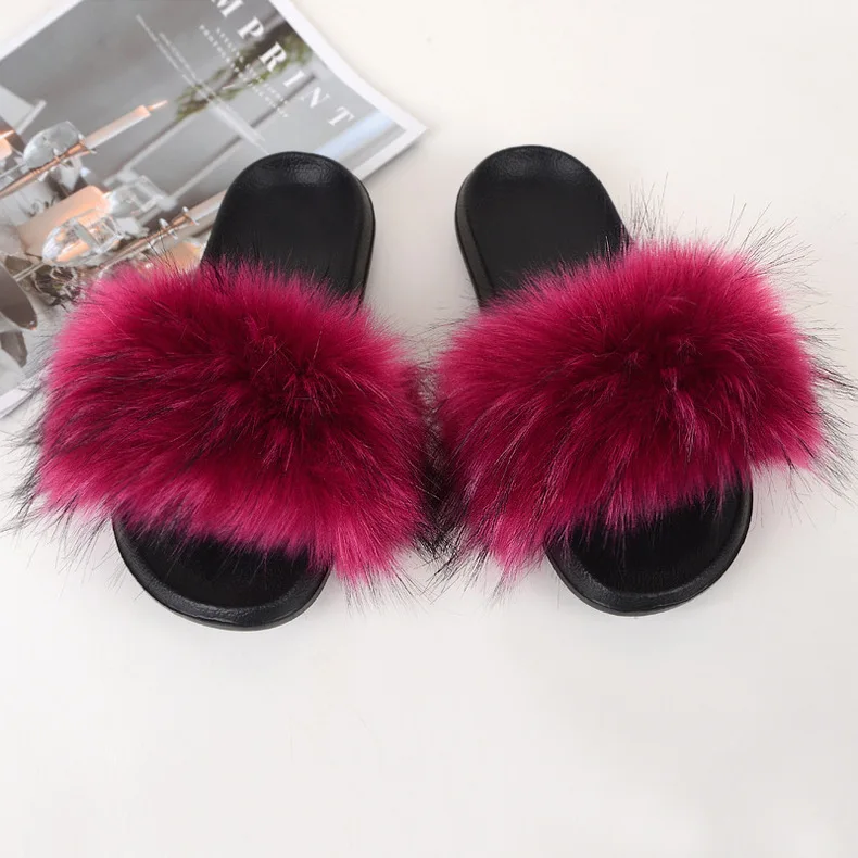 

2021 wholesale cheap fashion women faux mink fur slides