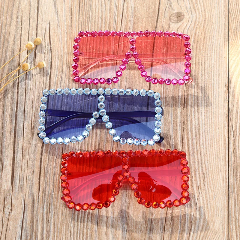 

Oversize Square Shades Children Sunglasses Kids Diamond Luxury 2021 Flat Top Kids Sunglasses for Girls Boys