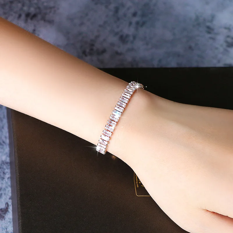 

online Fashion women rose gold bracelet Cubic zirconia bead bracelet