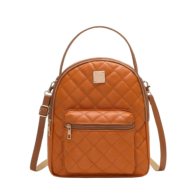 

half round PU solid color plaid zipper kids mini cute crossbody backpacks, Beige pink black brown black2