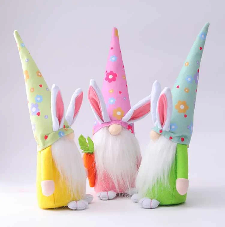 

2021 Hot Sale Customizable 2021 Hot Sale Cute Ornaments Home Party Decoration Easter Bunny Easter Gnome Toy, Yellow, green, pink