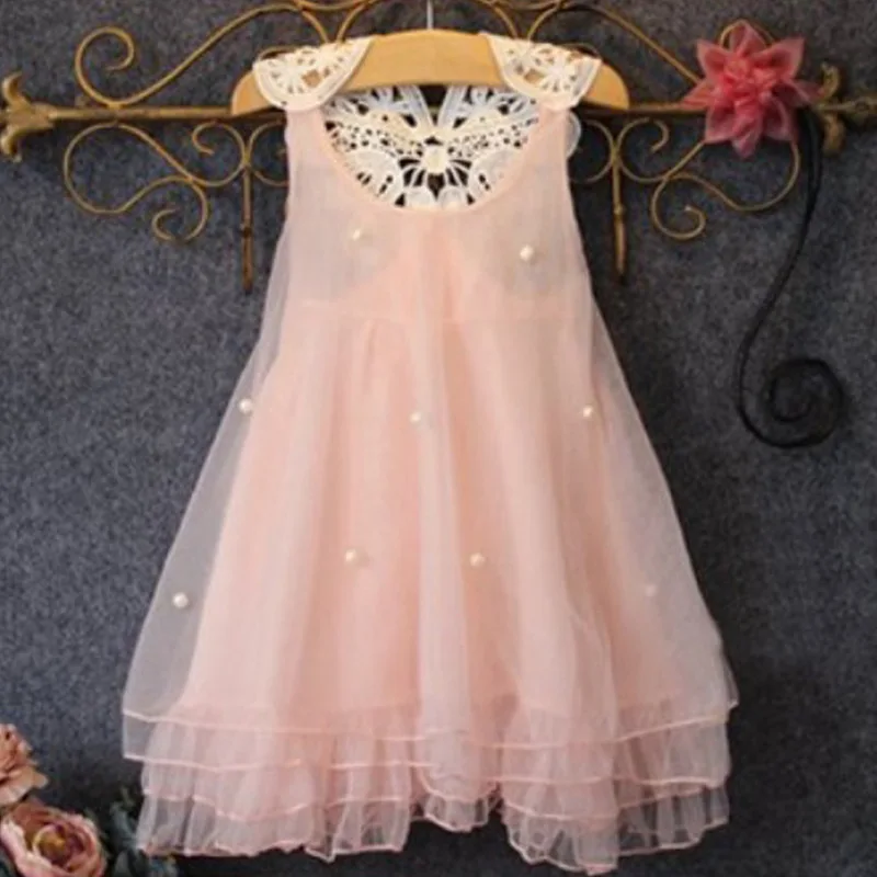 

2020 hot sale New ins Korean style girl's mesh dress foreign trade beaded princess dress