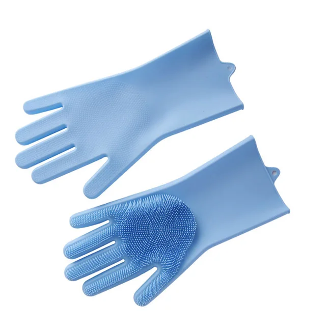 

Dropshipping Kitchen Pair Reusable Cleaning Rubber Scrubbing Dish Silicone Dishwashing Gloves