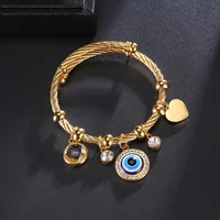

Amazon Turkey Stainless Steel Diamond Blue Eyes Evil Eye Bracelet Fashionable Jewelry