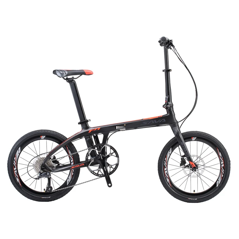 

Aluminium bicycle Adult Folding Bicycle 20 inch Carbon Fiber Bike Foldable Mini Carbon City Bike Folding bicwith SHIMANO SORA 9s, Black red/black blue/black orange