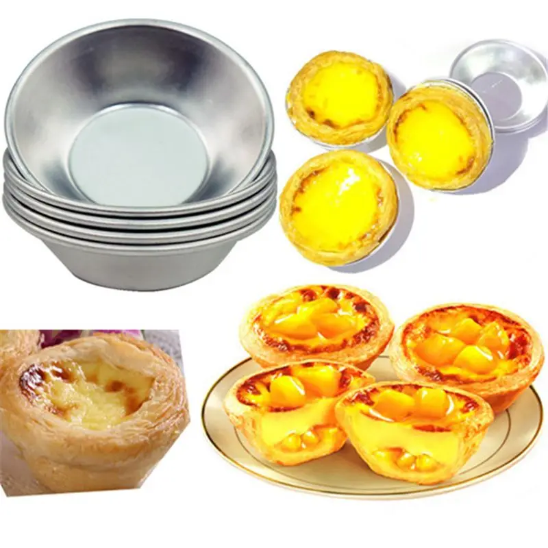 

10pcs Reusable Aluminum Cupcake Tart Mold Cookie Pudding Mould Makers Kitchen Accessories Baking Pastry Tools, Silver
