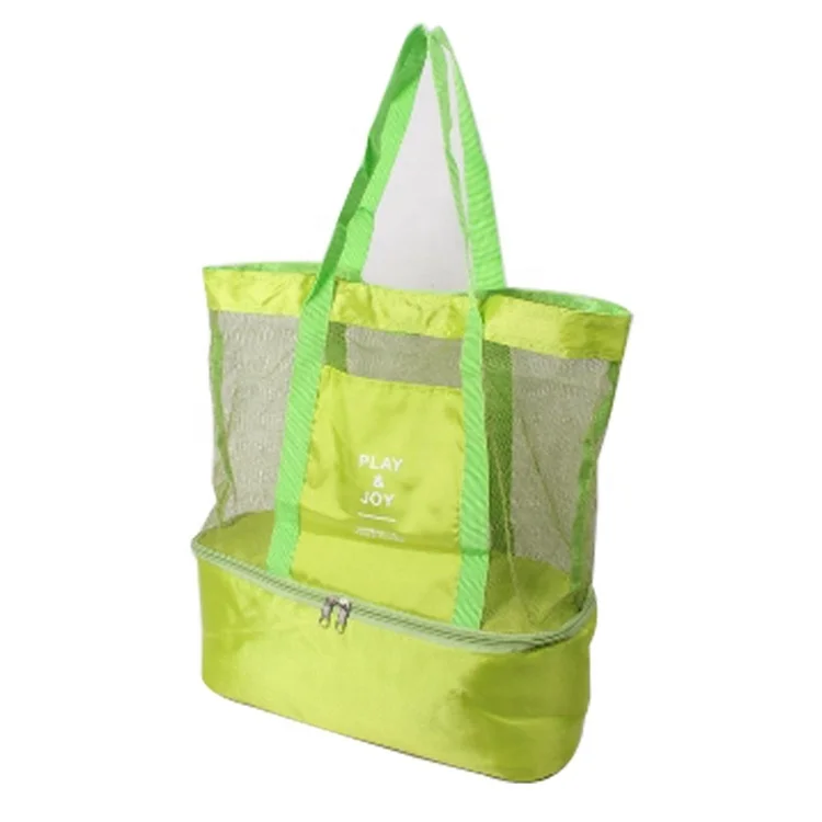 

Sports Double Layer Beach Insulation Handbag Mesh Ice Pack Portable Picnic Bag, Green, blue, black, rose