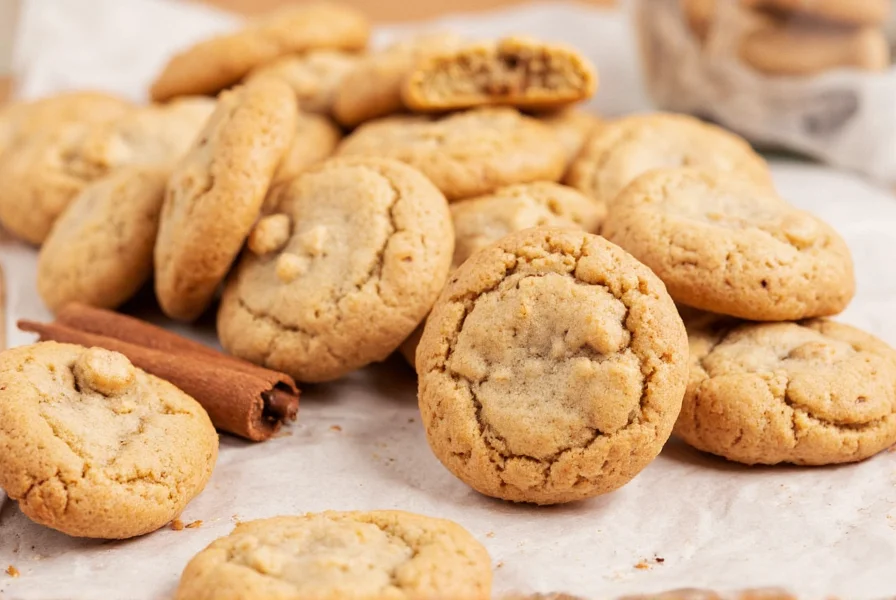 Assortment of cinnamon cookie variations including classic snickerdoodles, chocolate chip cinnamon cookies, and cinnamon roll style cookies