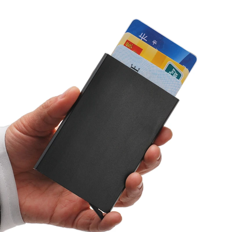 

Automatic Pop Up Slim Aluminum RFID Blocking Credit Card Holder