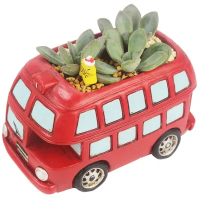 

P668 Retro Cars Shape Succulent Plants planter Garden Pots Lovely Style Car Home Desk Resin Flower pot, Colors